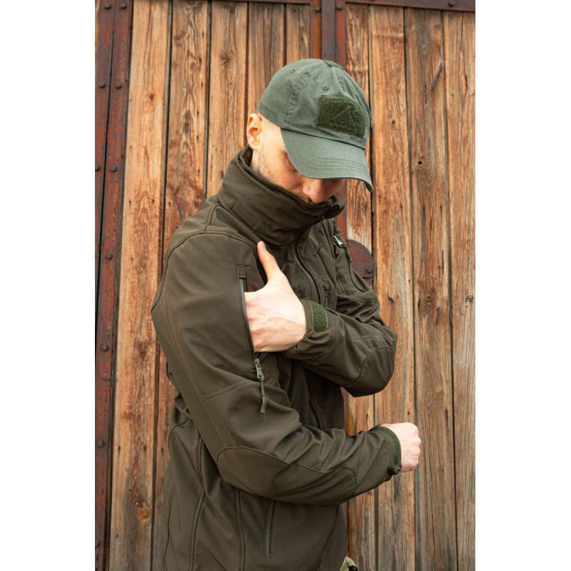 Тактична куртка софтшелл SoftShel демісезонна з капюшоном олива 182, 50, L